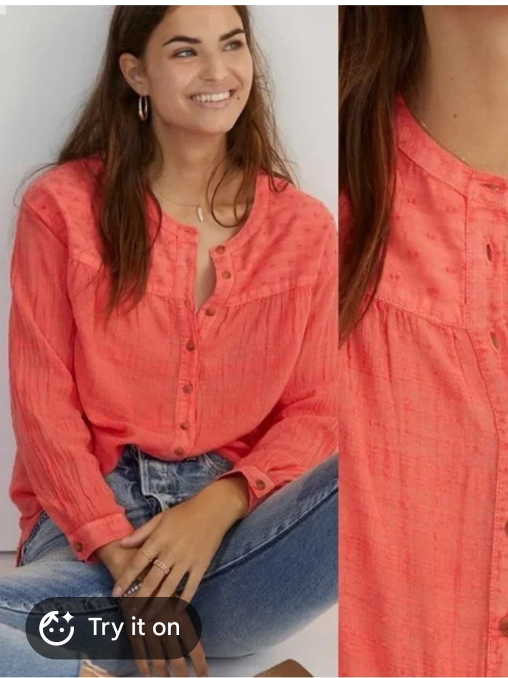 Anthropologie Pilcro "Mila" Draped Buttondown Blouse Size L